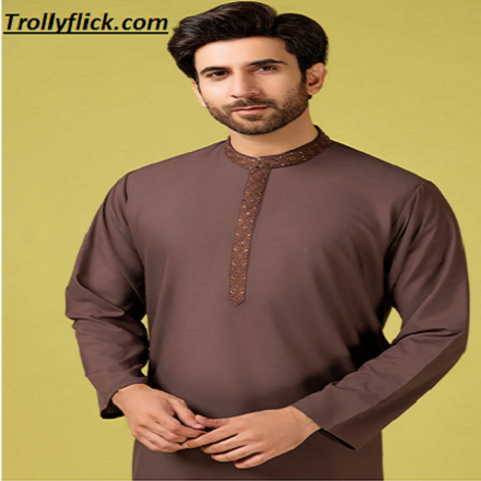 Brown Ben Collar Shalwar Kameez